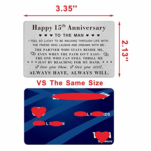 Emideary Happy 15th Anniversary for Husband Men - 15 Years Yrs Wedding Anniversary Wallet Card for Him Hubby Boyfriend2