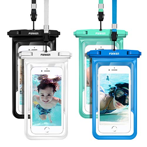 Waterproof Phone Pouch Floating, FONKEN Universal Waterproof Phone Case 4-Pack Phone Dry Bag IPX8 water Proof cellphone pouch for iPhone 11 Pro Max/XS Max/XR/X/8P/7P Galaxy S10/S9 Note 10/9 Up To 6.8