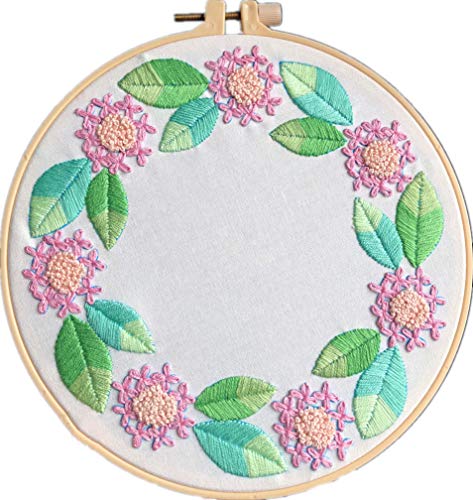 Image of Abillyn 3 Pack Embroidery Starter Kit Flower Stamped with Printed Pattern Cross Stitch Embroidery Kits (Flower 3 Pack)
