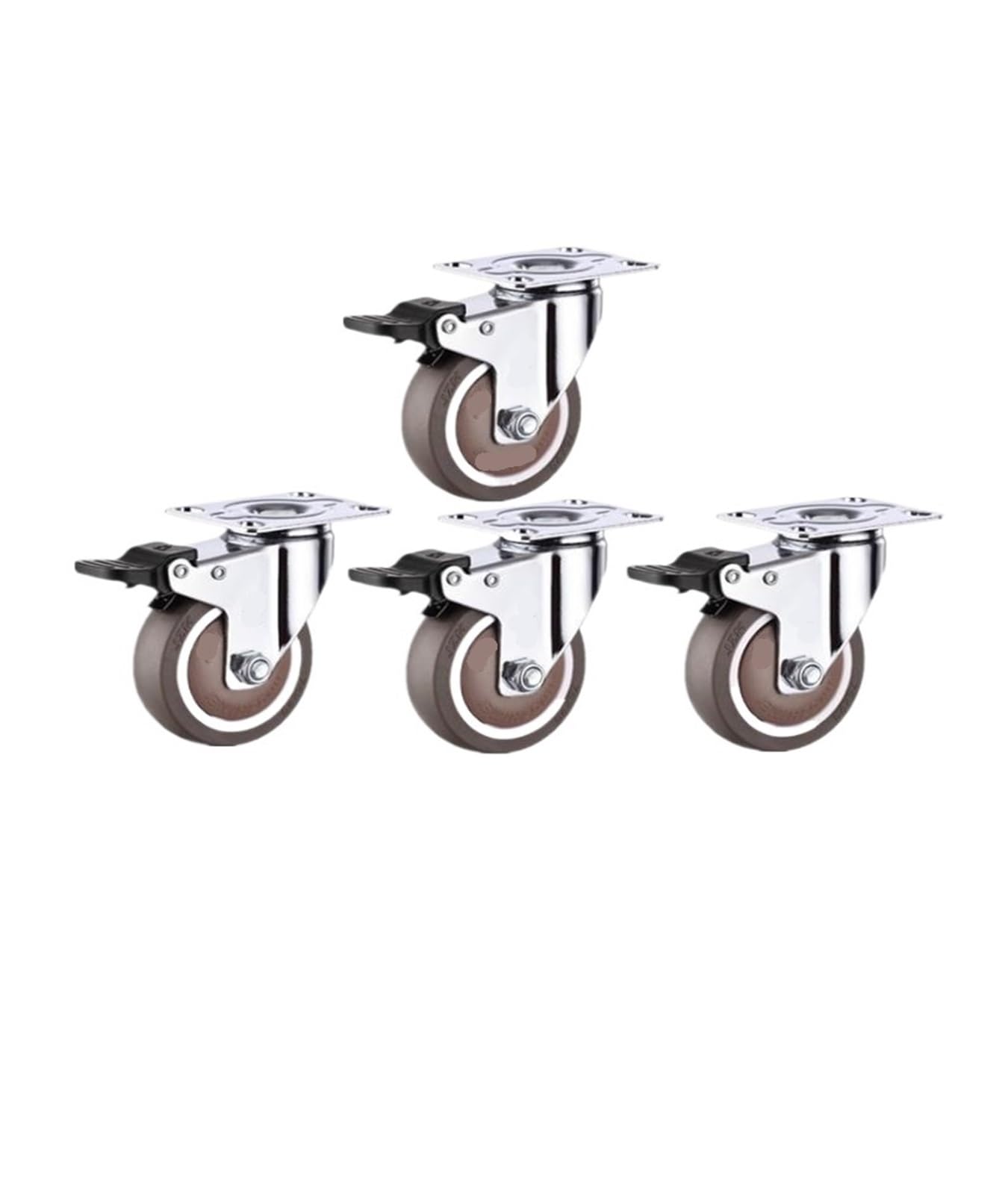 MXXDMOPD Pack of 4 2.5-inch Brake casters Rubber Silent Light Furniture