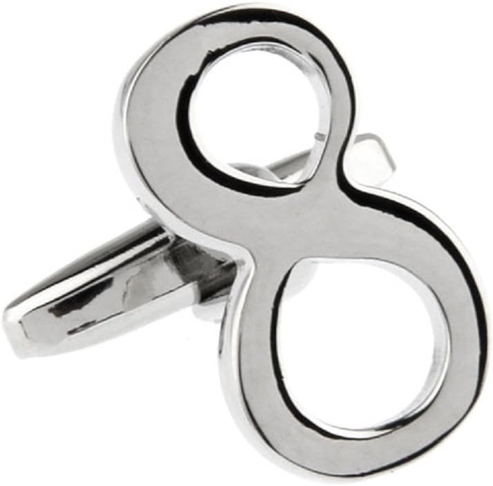 MRCUFF Number 8 Numeral Pair Cufflinks in a Presentation Gift Box & Polishing Cloth