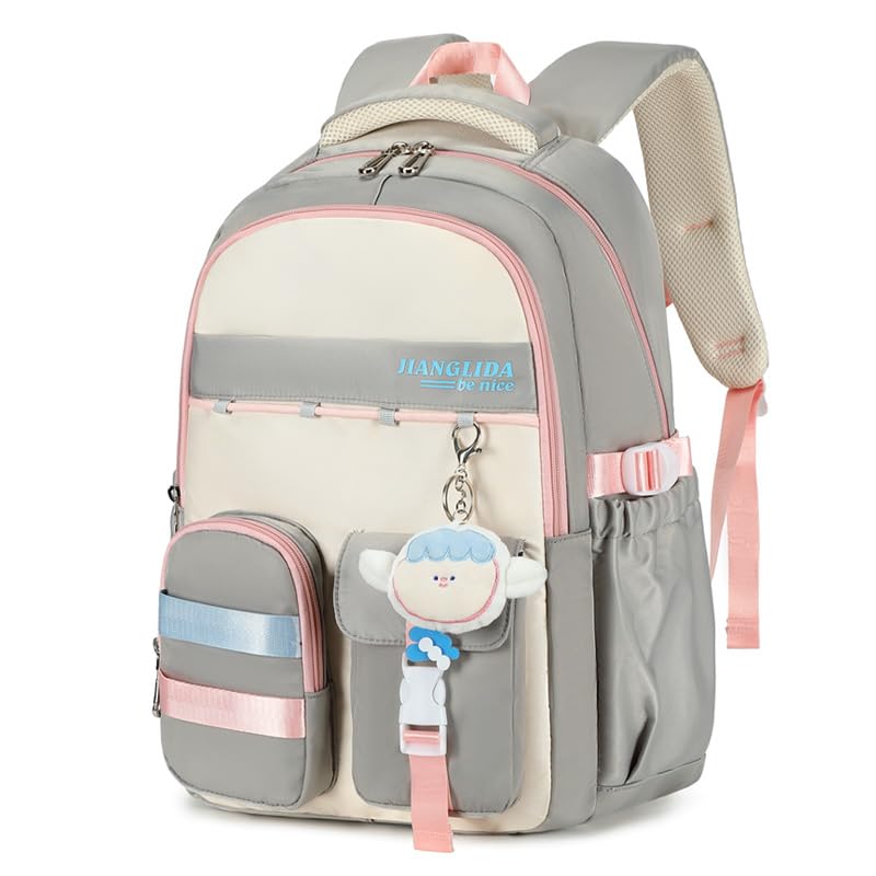 Mochila Feminina, Ideal para Estudantes (Cinza)