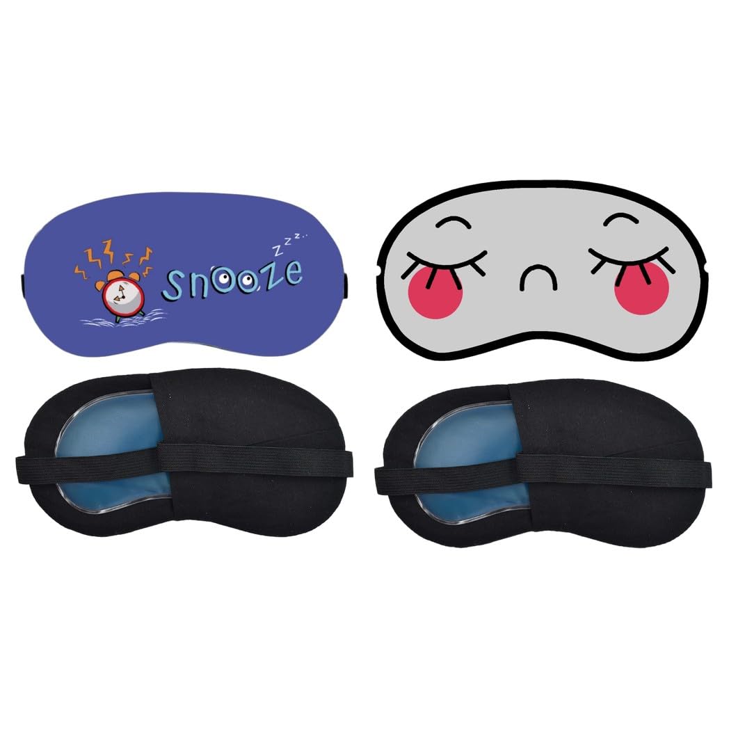 Aoxeria Snooze Alarm, Blushing Sleepy Face Sleeping Mask Combo, Soft Comfortable Light-Blocking Eye Cover for Women, Men & Kids, Reusable Blindfold for Night Sleep, Nap, Travel (Pack of 2)-image-26