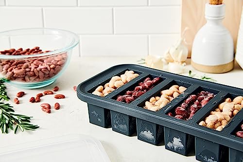 Image of Souper Cubes 1 /2 Cup Silicone Freezer Molds with Lids, Charcoal, 2-Pack | 100% Platinum-Cured Silicone Freezer Cubes, Oven & Microwave Safe, Perfect for Freezing Broth, Sauces, Sides and More