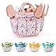 Grenebo-Gartenspielzeug für Kinder, inklusive Metallkelle, Pflanzschaufel, Gartenhut, Rechen, Schürze, Handschuhe, Gießkanne und Werkzeugtasche (rosa)