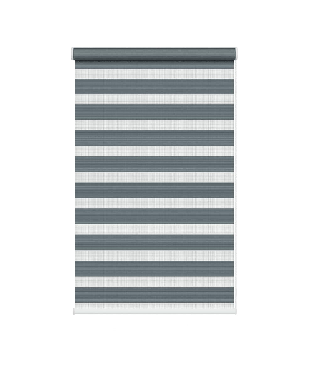 New Edge Blinds Grey Slate Day & Night Zebra Roller Blind (165Cm Drop) - 95Cm