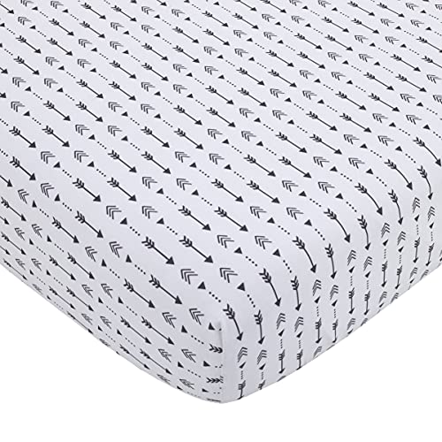 Image of Little Love by NoJo Little Man Cave Ivory and Black Arrows Nursery Fitted Crib Sheet