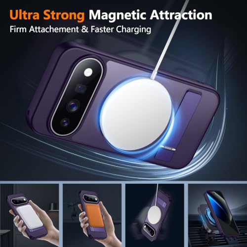 Image of SPIDERCASE for Google Pixel 11 Pro Case, Built-in Stand, Purple | [3 Stand Ways] [Military Grade Drop Protection] Invisible Stand Shockproof Slim Case for Google Pixel 11 Pro