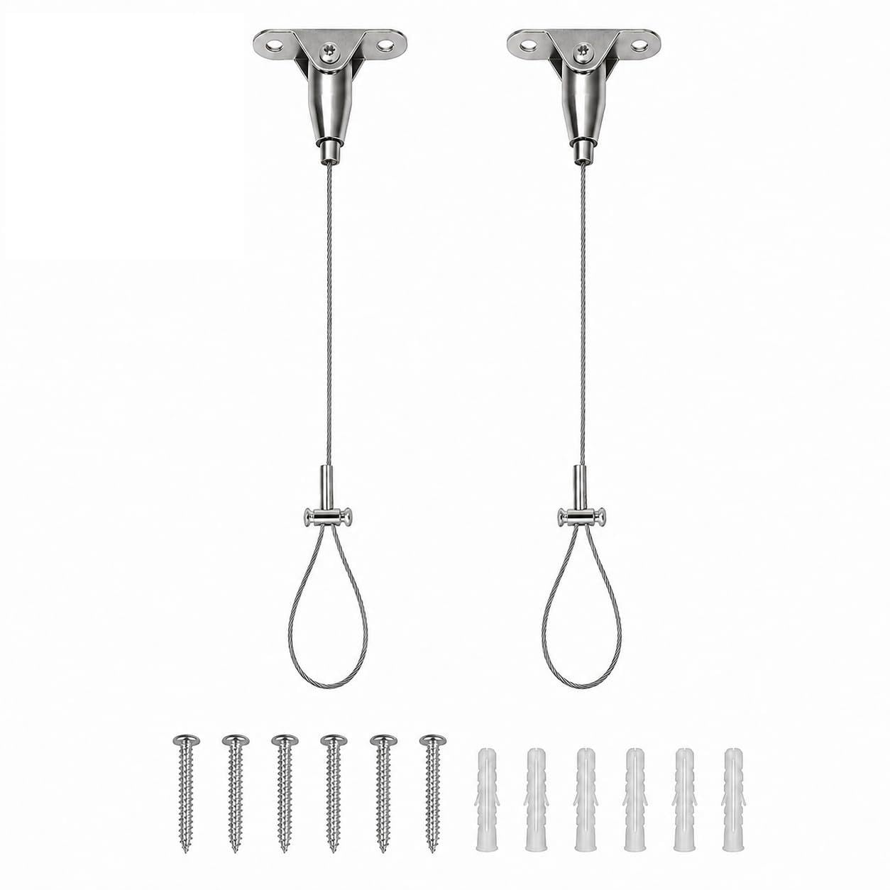 FortWeal Shower Rail Support, 2m 2 Pack Sliding Lock Wire Rope Hangers