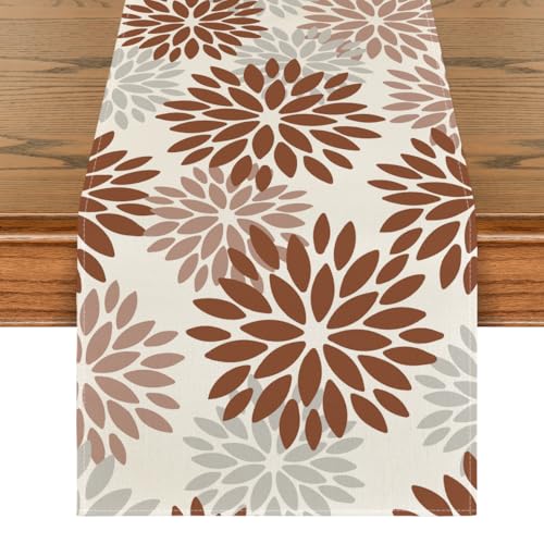 Artoid Mode Blumen Braun Dahlien Herbst Tischläufer, Saisonnal Küche Tisch Dekoration Drinnen Urlaub Party Dekor 40x180 cm Artoid Mode Blumen Braun Dahlien Herbst Tischläufer, Saisonnal Küche Tisch Dekoration Drinnen Urlaub Party Dekor 40x180 cm