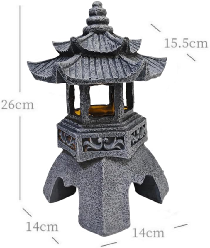Solar Pagoda Lantern Garden Statue: Japanese Zen Lantern Garden Decor-LED Figurine Lamp Pagoda Statue Figurine for Home Table Outdoor Decor
