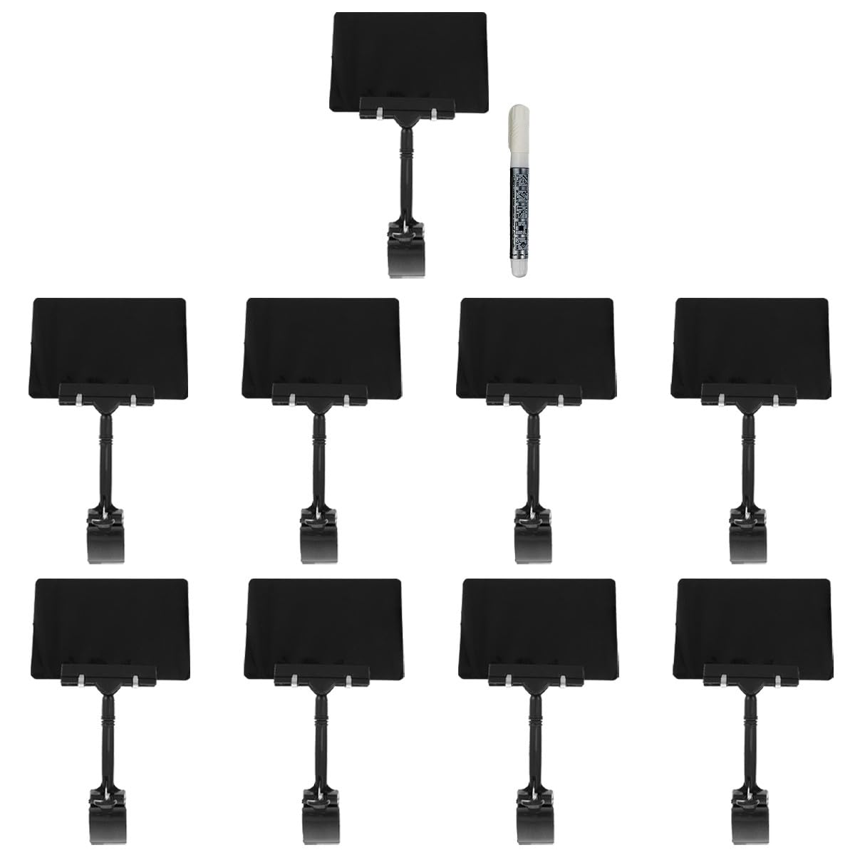 9 Clips para Etiquetas de Precios de Pvc Negro, Diseño Regrabable y Fácil de Usar, Ideales para Exhibiciones y Publicidad en Supermercados
