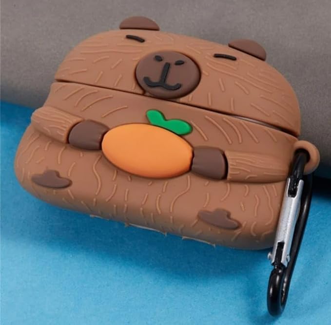 Image of Techmount Compatible with Airpods Pro GEN-2 (2022) Case Cover Silicone Cartoon Character 3D Cover Wtih 360 Protection Airpods Pro 2 Cover Case (NOT for Any Other AIRPODS) (Capybara)
