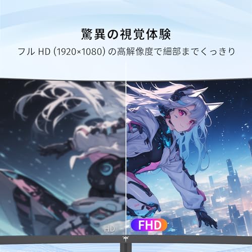 undefined KEY TO COMBAT 24インチ 湾曲ゲーミングモニター フルHD 1080p 180Hz 1ms MPRT 曲面1500R VAパネル 3000:1コントラスト比 Adaptive Sync対応 HDR10対応 HDMI×2、DP×1、イヤホン端子 H24S17 の商品画像 5