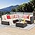 Vongrasig 6 Piece Patio Furniture Set, Small Outdoor Sectional Sofa Couch, All Weather PE Wicker L-Shaped Corner Patio Sofa Garden Backyard Patio Conversation Set w/Glass Table, Beige