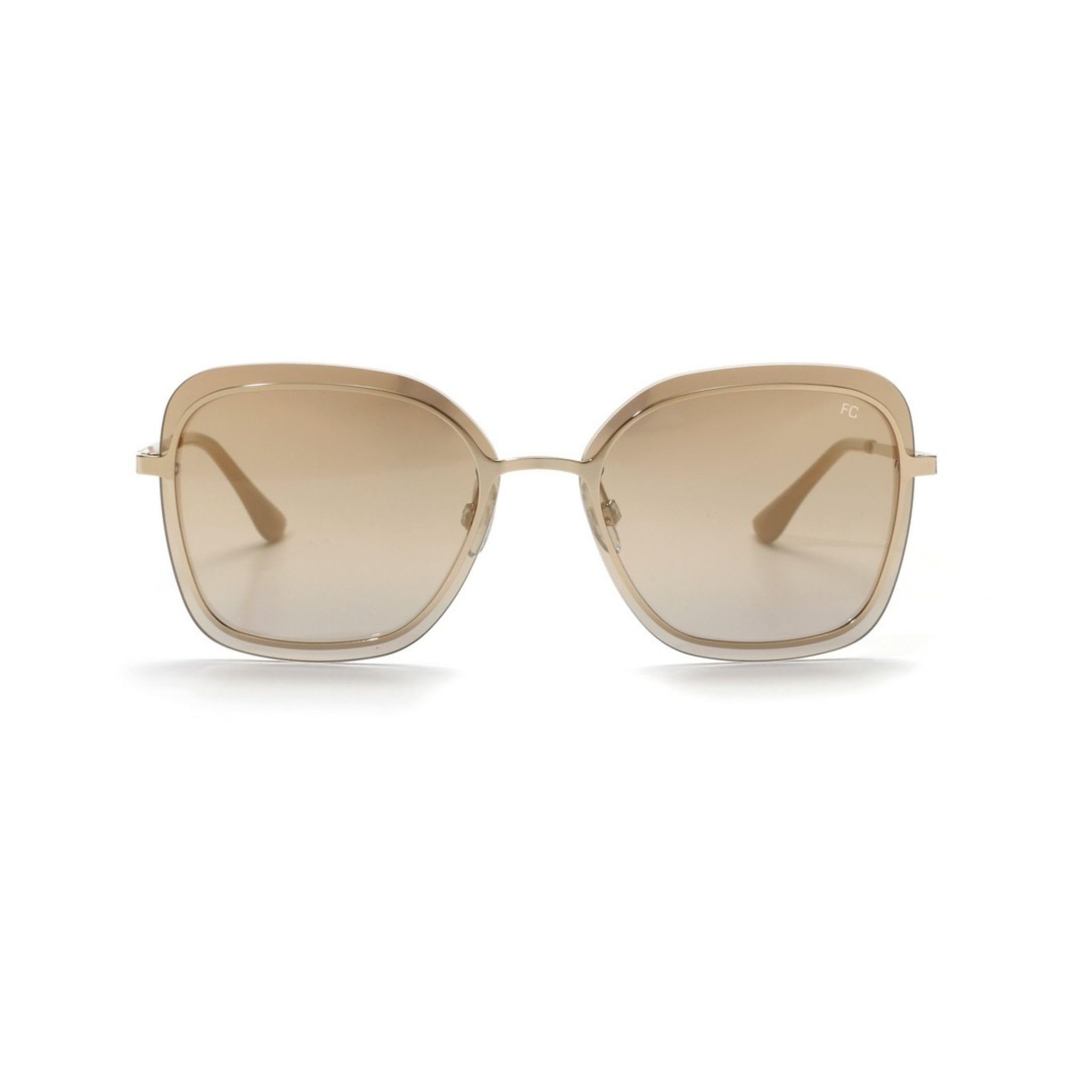 Women Gold Lens Gold Square Sunglasses with 100% UV Protection FC 7569 C2-image-23