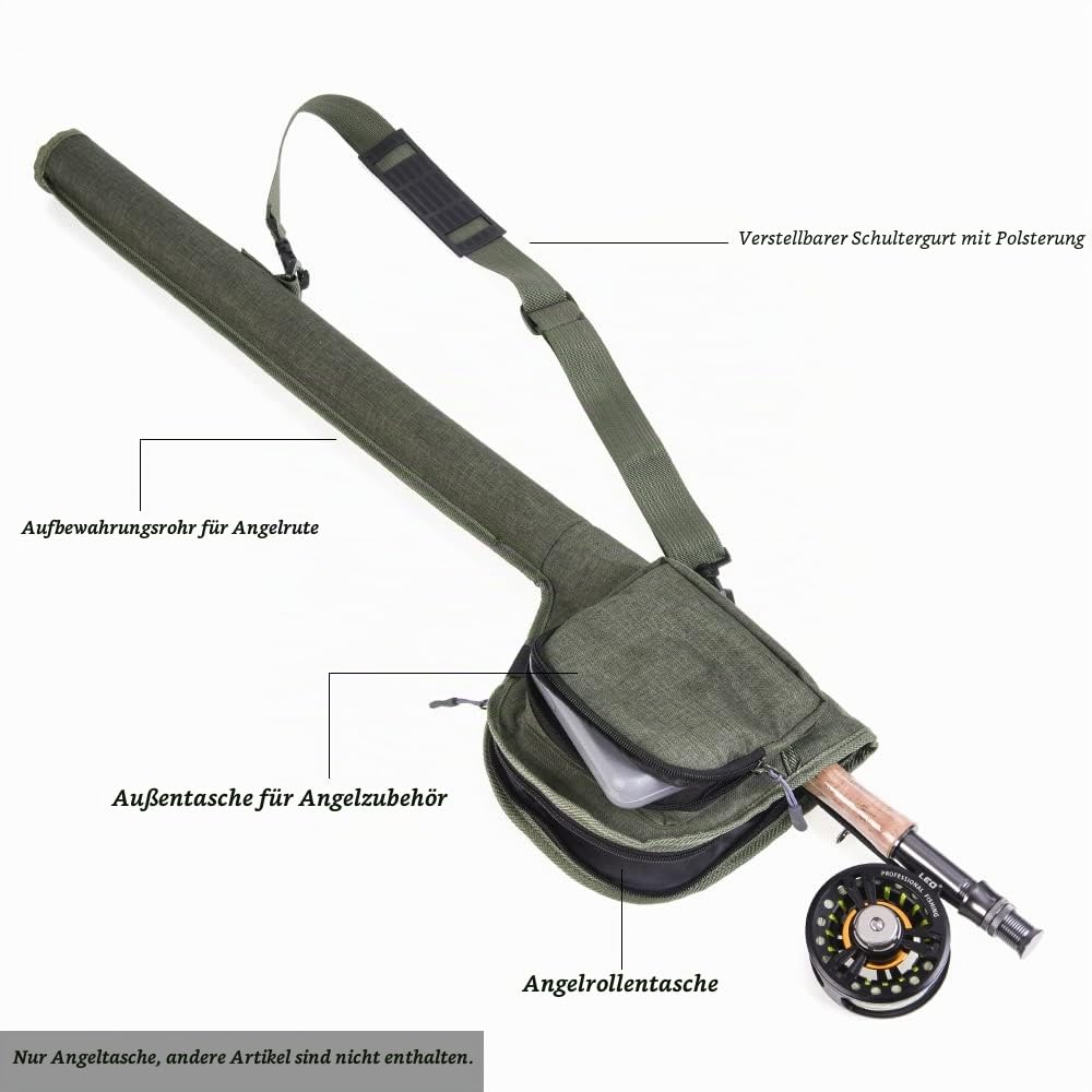 Lixada Angelrute Tasche, Rutentasche,Tragbare Angeltaschen, Verstellbarer Schultergurt Angelruten-Aufbewahrungstasche mit großer Kapazität, Faltbare Angeltasche Tackletasche