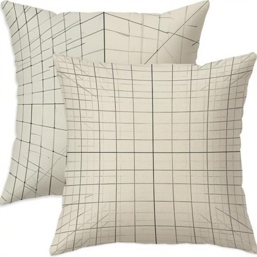 Housse coussin 65x65cm gris motif géométrique double face imperméable