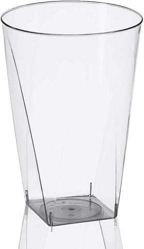 Kaya Elegantes vasos de plástico con fondo cuadrado transparente, 10 onzas (paquete de 20), perfectos para celebraciones, fiestas y comedor en casa