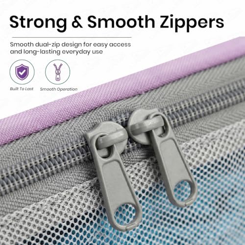 Image of Lukzer Nylon Clothes Storage Box /Saree Cover /Bags with Zip & Mesh Window Foldable Clothes Storage Organizer for Wardrobe /Lehenga /Dress /Shirts /Quilts /Sarees | (45 x 33 x 14.5 cm) Lavender - Pack of 3