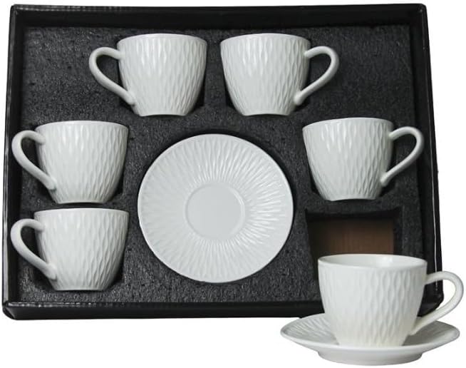12 piece set Hand Made Persian Iranian Turkish Arabic Classic Coffee Tea Cups Mugs With Saucers Large Arab Middle Eastern W/Handles White Diamond patern فنجان و نعلبکی چای