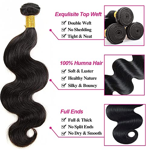10A Body Wave Human Hair Bundles with Closure(26 28 30+22) Brazilian Body Wave Bundles with Closure Human Hair HD Lace 100% Unprocessed 3 Bundles Virgin Hair Weave Bundles Human Hair with Closure - Image 3