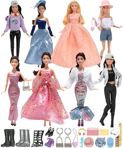 Walenbily 34 peças acessórios para bonecas roupa 30 cm boneca vestidos vestir fato adequado para roupa de boneco de 11,5 polegadas