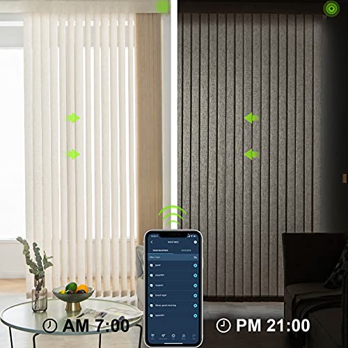 Yoolax Motorized Vertical Blinds Work With Alexa, 50% Blackout Smart Blind Custom Size, Light Filtering Electric Blinds With Remote Control And Wifi Hardwire Motor For Home Office(V-Beige-Halfshading) #TOP1