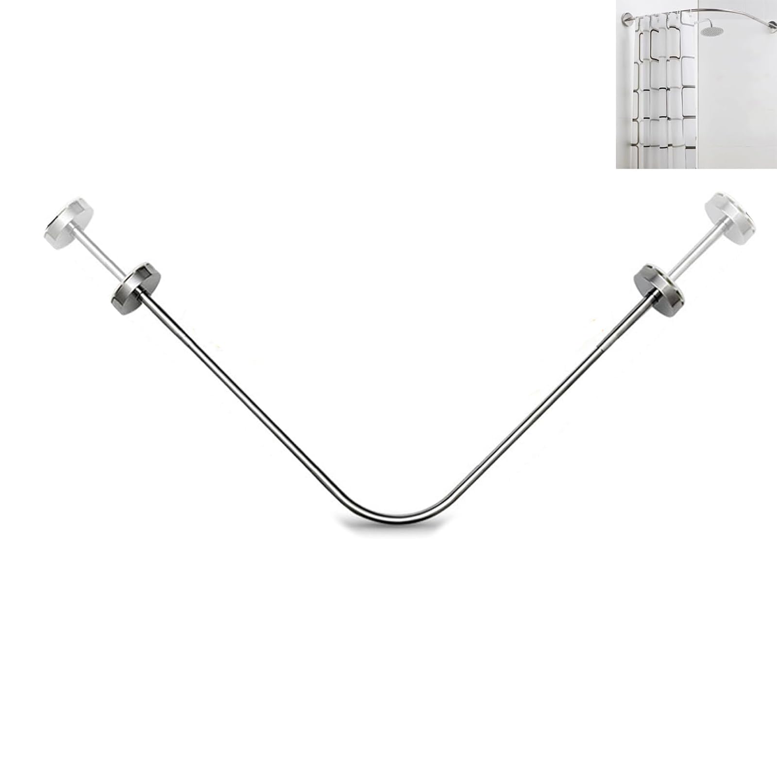 Asta per tenda da doccia a forma di L, 70 – 95 cm, regolabile, senza foratura, supporto per tenda da doccia, in acciaio inox, massima stabilità