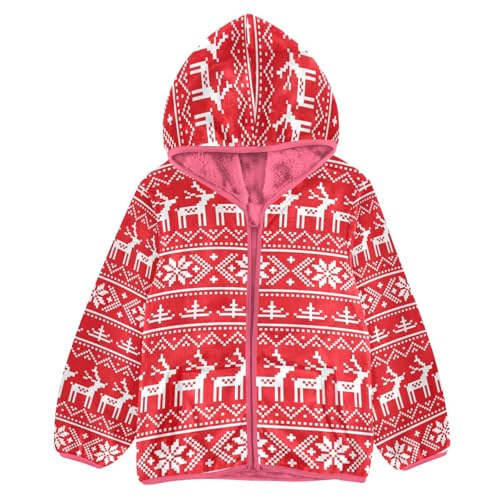 Abrigo de forro polar para niñas, diseño de copos de nieve de Navidad, con cremallera, para niños, chaqueta con capucha, flor de Navidad, 3-10T, multicolor, 5 años