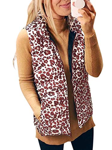 KIRJAUDU Women's Stand Collar Zip Up Lightweight Gilet Quilted Puffy Vest with Pockets Wine Red M