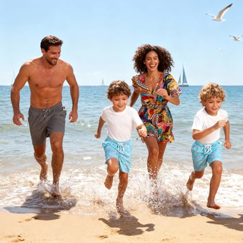 Image of Cozople 7-16T Teen Boys Swim Trunks Quick Dry UPF 50+ Swimwear Bathing Suit for Big Boys Beach Swim Boards Shorts