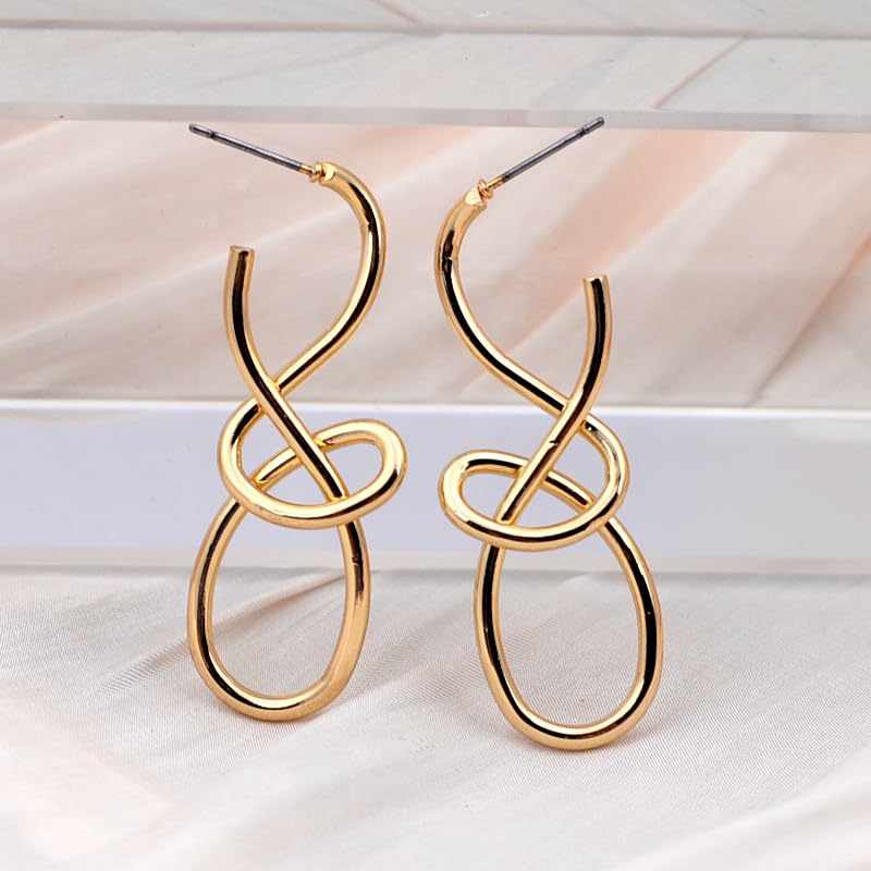 Knot Earrings For Women, 14k Gold Plated Earring Like Music Notation Metallic Design Statement Western Jewelry Gift2