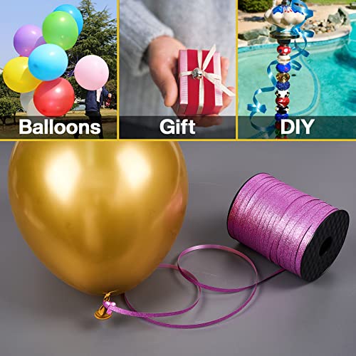 Image of PartyWoo Pink Curling Ribbon for Crafts, 500 Yard Balloon String, Glitter Gift Wrapping, Florist Flower (1 Roll)
