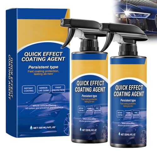 Quick Effect Coating Agent Car Coating Spray 3 in 1 Hoch Schutz Schnelles Auto-Beschichtungsspray das Reparatur Schutz und Aufhellung Vereint Polituren Kratzerentferner für Auto (120ml*2pcs)