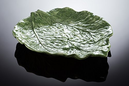 Bassano Ausgefallene italienische Keramik große Servierplatte in Blattform Relief 41x35 Cover