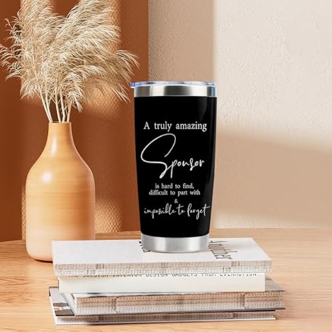 Sponsor Appreciation Gift Sponsor 20oz Stainless Steel Insulated Tumbler with Lid and Straw Addiction Recovery Gift Confirmation Sponsor Gifts(Best sponsor ever)