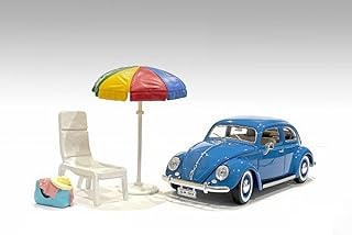 American Diorama Beach Chair & Umbrella, Multi 76417 - 1/24 Scale Figurine - Diorama Accessory