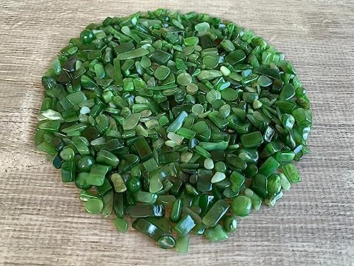 Nephrite Jade Chips – Natural Mini Nephrite Jade Stones, Crushed Undrilled Nephrite Jade, Semi-Tumbled Genuine Nephrite Jade (1 lb Bulk)