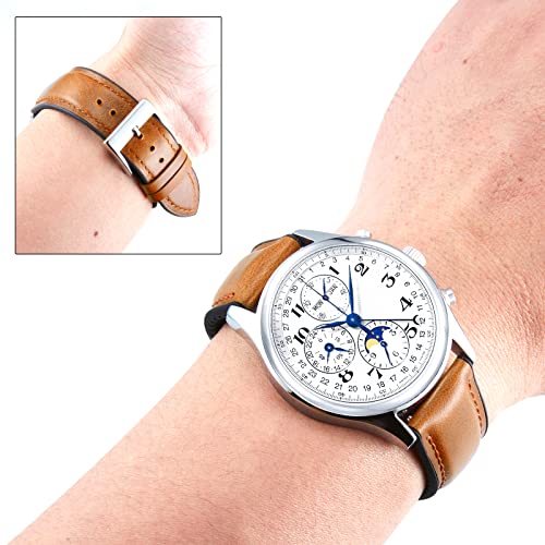 Image of BINLUN Leather Watch Band 14mm 16mm 18mm 19mm 20mm 21mm 22mm Quick Release Premium Oil Wax Leather and Breathable Silicone Hybrid Watch Bands Replacement Strap for Men Women