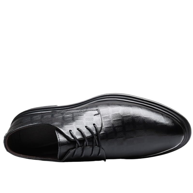 Dress Formal Shoes for Mens Faux Leather Lace-up Wedding Anti-Slip Non Slip Rubber Sole Block Heel Low Top Shoe for Business Office Party Wedding Pointed Toe3