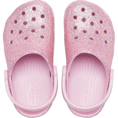 Image of Crocs Kids Unisex Classic Glitter Clog (Toddler) White /Rainbow 5 Toddler M