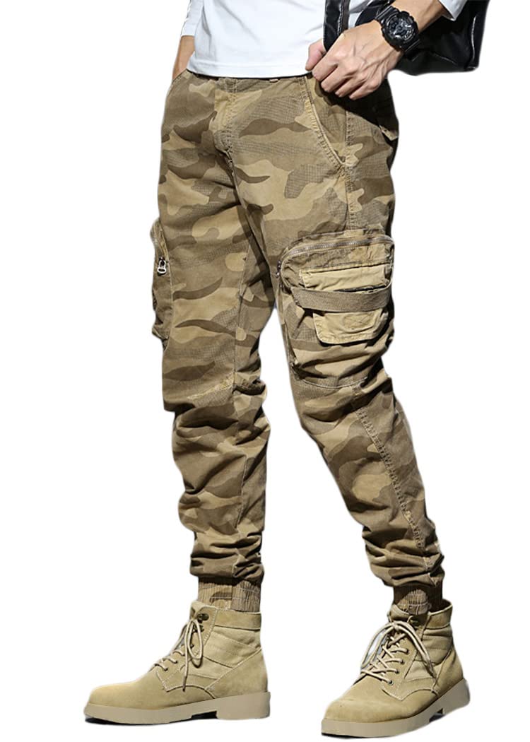 shownicer Pantaloni Cargo Uomo Pantaloni da Lavoro Trekking con Tasche Camouflage Militari Pantaloni Militare Elasticizzati Baggy Estivi Lunghi Pantaloni Montagna Vintage Outdoor