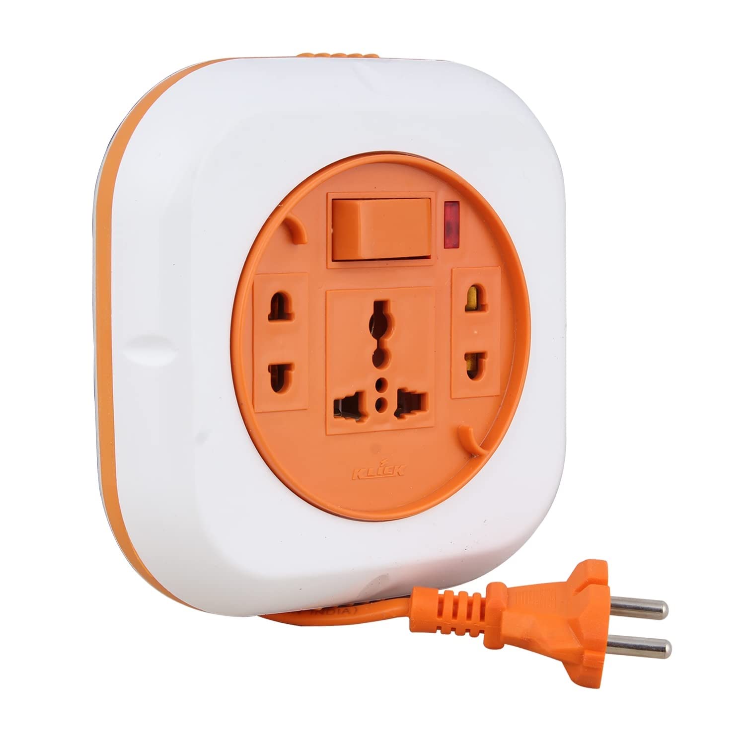 KLICK 3-Outlet Flex Box with 5-Yard Wire, Energy-Saving Extension Board with Indicator & International Socket (6A, 240V)