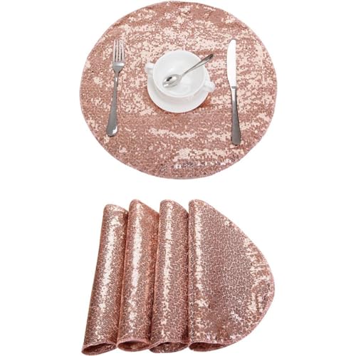 Sets de table ronds lavables pailletés 33 cm pour protéger et décorer - 7