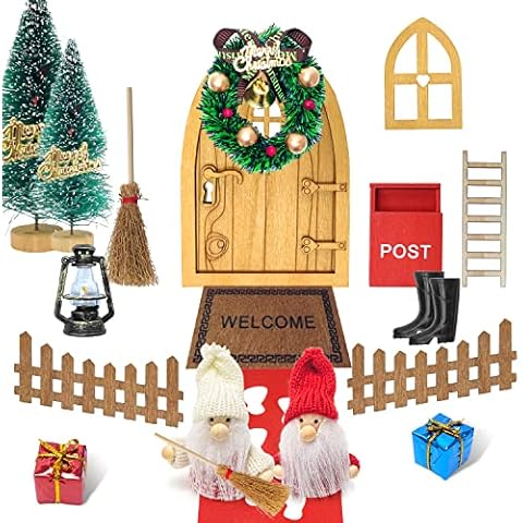 koitoy Gnome Door Set | Gnome Accessories | Gnome House | Gnome Accessories Christmas Decoration Fairy Tale Door | 19 Pieces Gnome Door Accessories Christmas for Children Cover