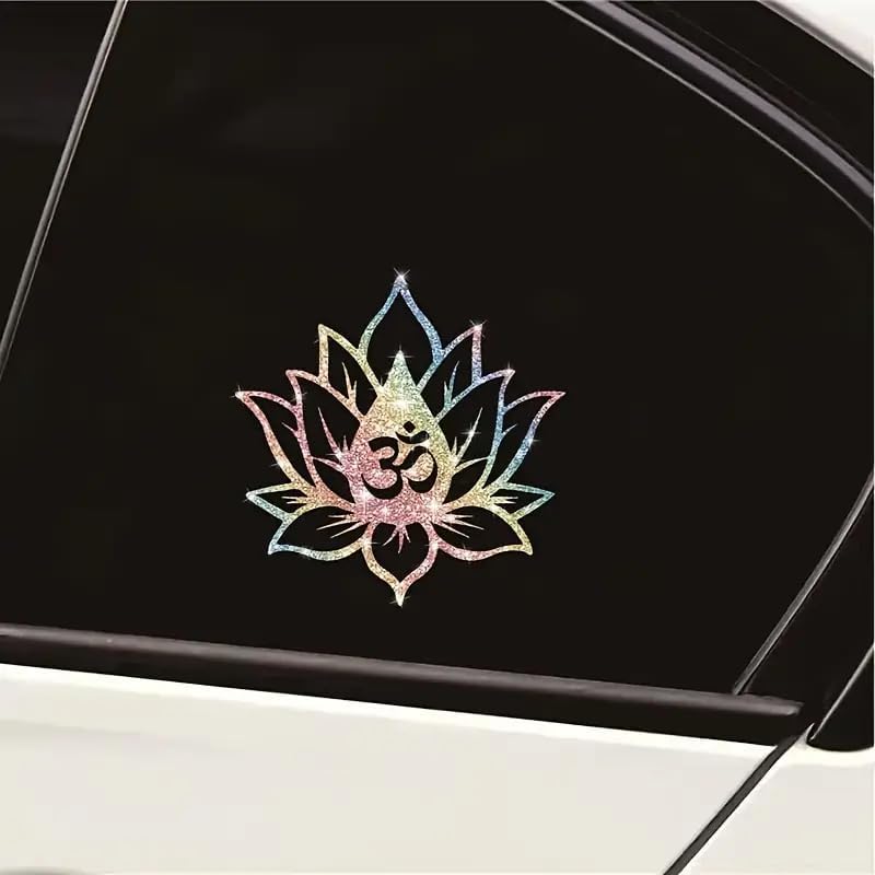 2PCS Sparkling Lotus Self-Adhesive PVC Rainbow Glittery Decal Sticker for Cars, Laptops, Trucks, Motorcycles Wall Window Luggage Scratch Cover Door Multi-Surface Decor Sticker - Image 5