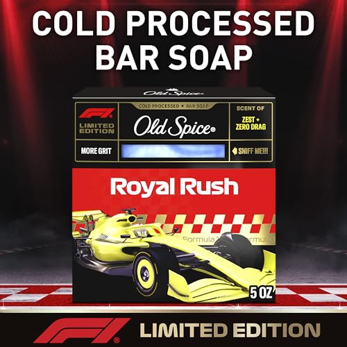 Image of Old Spice Bar Soap for Men, F1 Collection, Cold Pressed with More Grit, Fast Track to Freshness, Made with Natural Oils & Plant Based Cleanser, Royal Rush with Zest & Zero Drag Scent, 5 oz