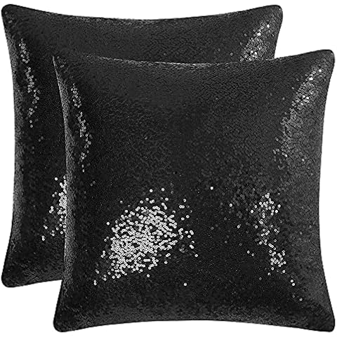 uxcell Black Sequin Throw Pillow Covers Cover