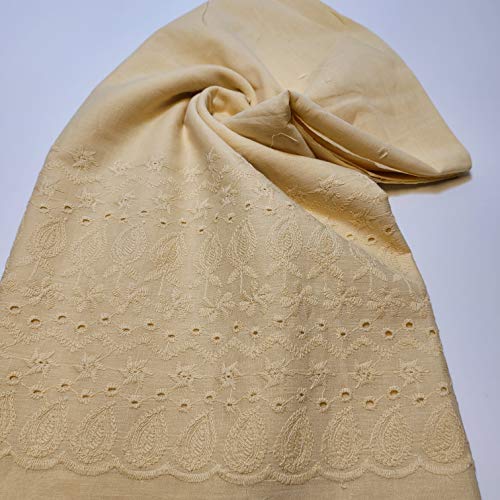 Textile Station Tissu 100 % coton pour broderie anglaise 111,8 cm (imprimé -2 – Beige)